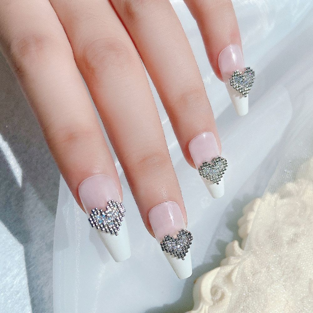 [Hàng mới về] Hạt phụ kiện trang trí móng tay hình trái tim đính đá zircon nhiều kiểu tùy chọn phong cách Nhật Bản