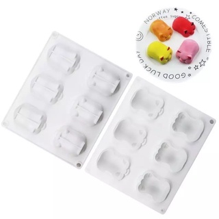 Khuôn silicon hình con heo 3d 6 ô