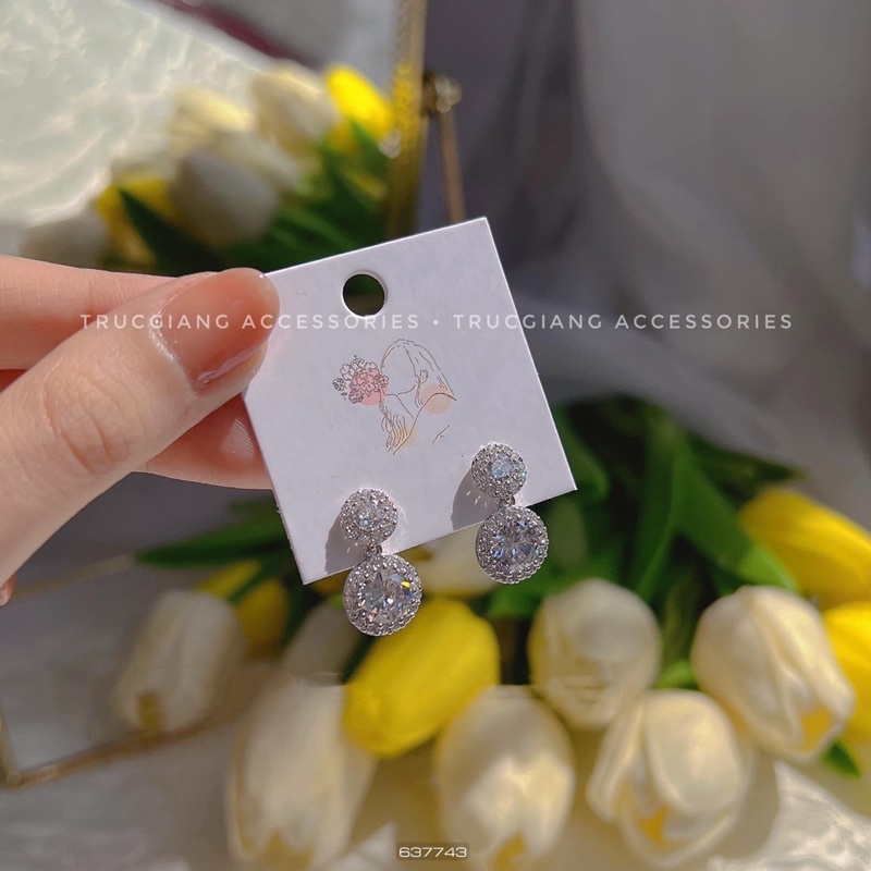 Bông tai xi bạch kim siêu sáng