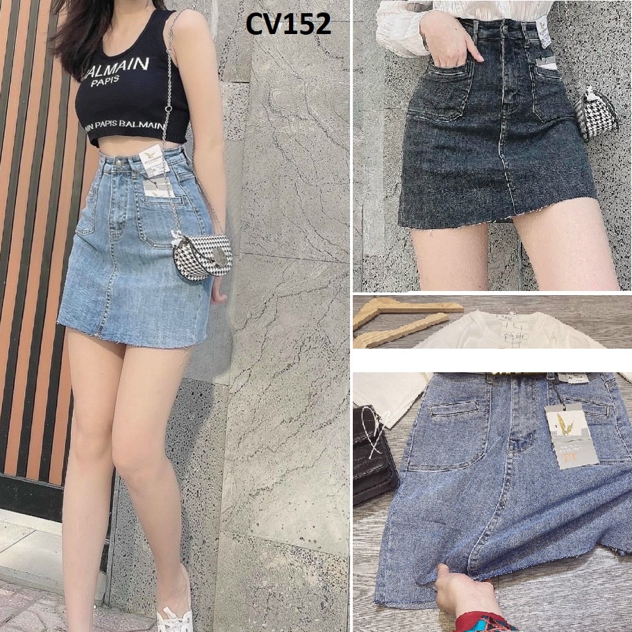 Chân váy ngắn jean co giãn có quần trong