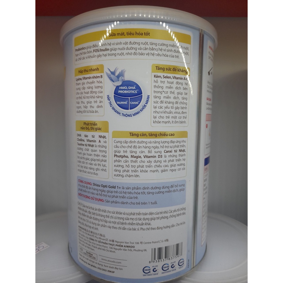 Lon Sữa Shizu Opti Gold Aiwado 810gr  Giúp Phát Triển Toàn Diện
