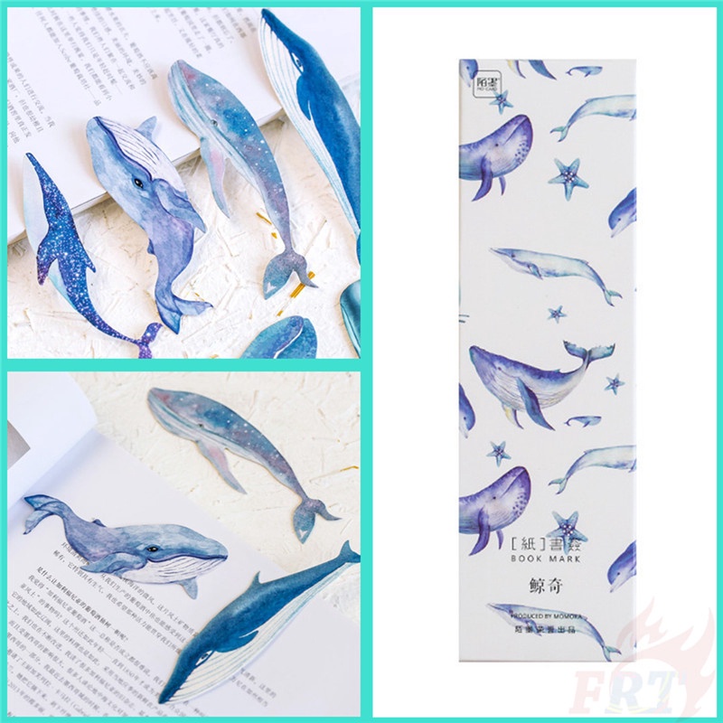 ❉ Dấu Trang Cá Voi Xanh ❉ Set 30 Thẻ Đánh Dấu Sách Thời Trang