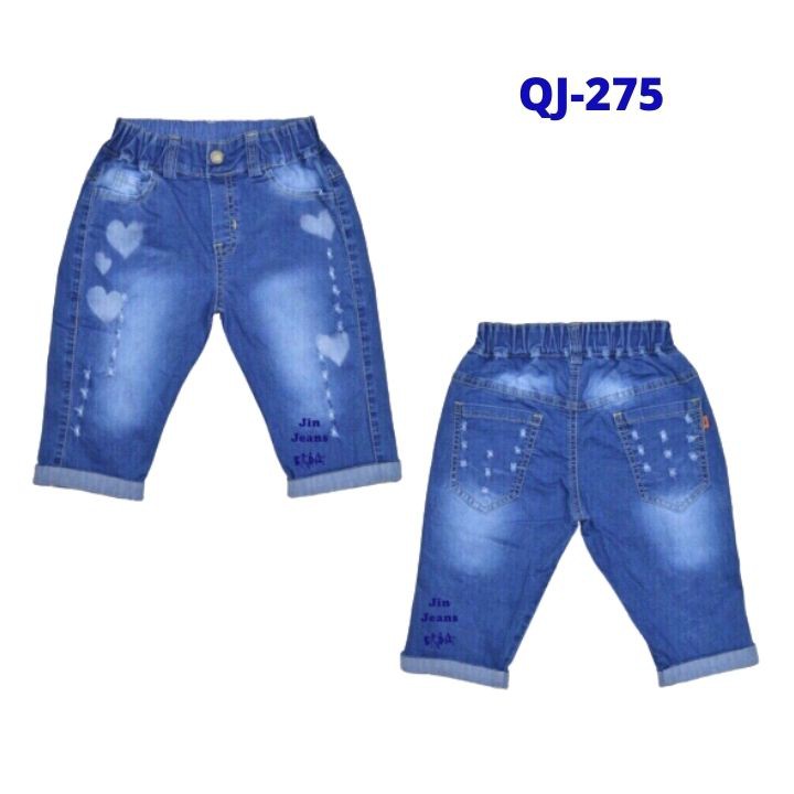 Quần short jean bé gái hình trái tim 12-15kg - lưng thun thoải mái cho bé - Tomchuakids.