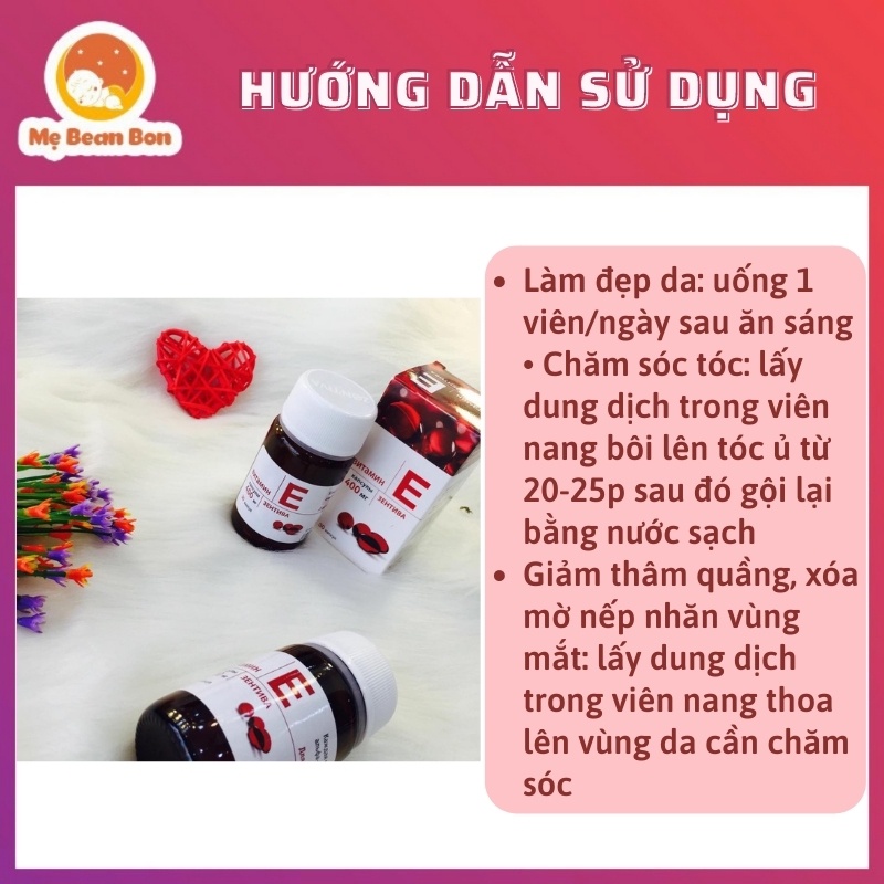 Vitamin E đỏ 400mg (30v), Nga chống lão hóa, ổn định nội tiết cho phụ nữ từ 12 tuổi trở lên