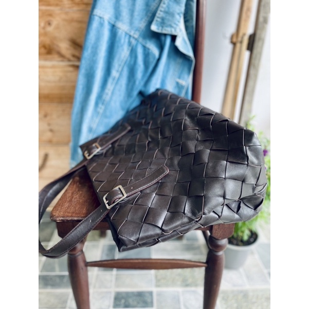 SALE- túi si da thật đan sz to