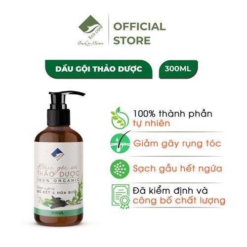 [Mã FMCGMALL -8% đơn 250K] Dầu gội xả thảo dược Bồ kết hoa bưởi ECOCARE 300ml, dầu gội thảo mộc tinh dầu hoa bưởi