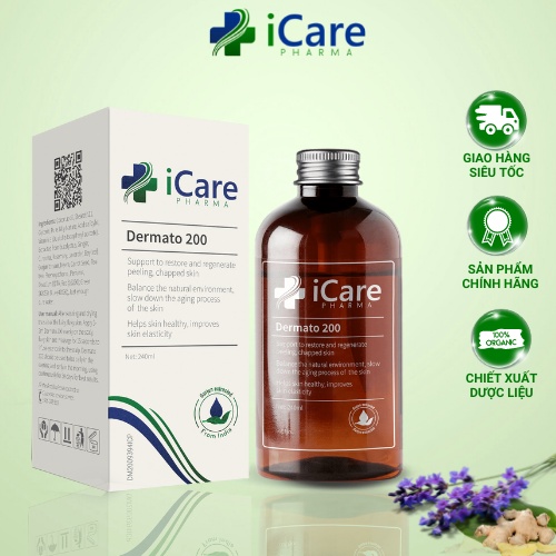 Sản Phẩm Dermato 200|Thương Hiệu iCare Pharma Với Chiết Xuất Dược Liệu | Hỗ Trợ Phục Hồi Tóc Hư Tổn | Ngăn Ngừa Rụng Tóc