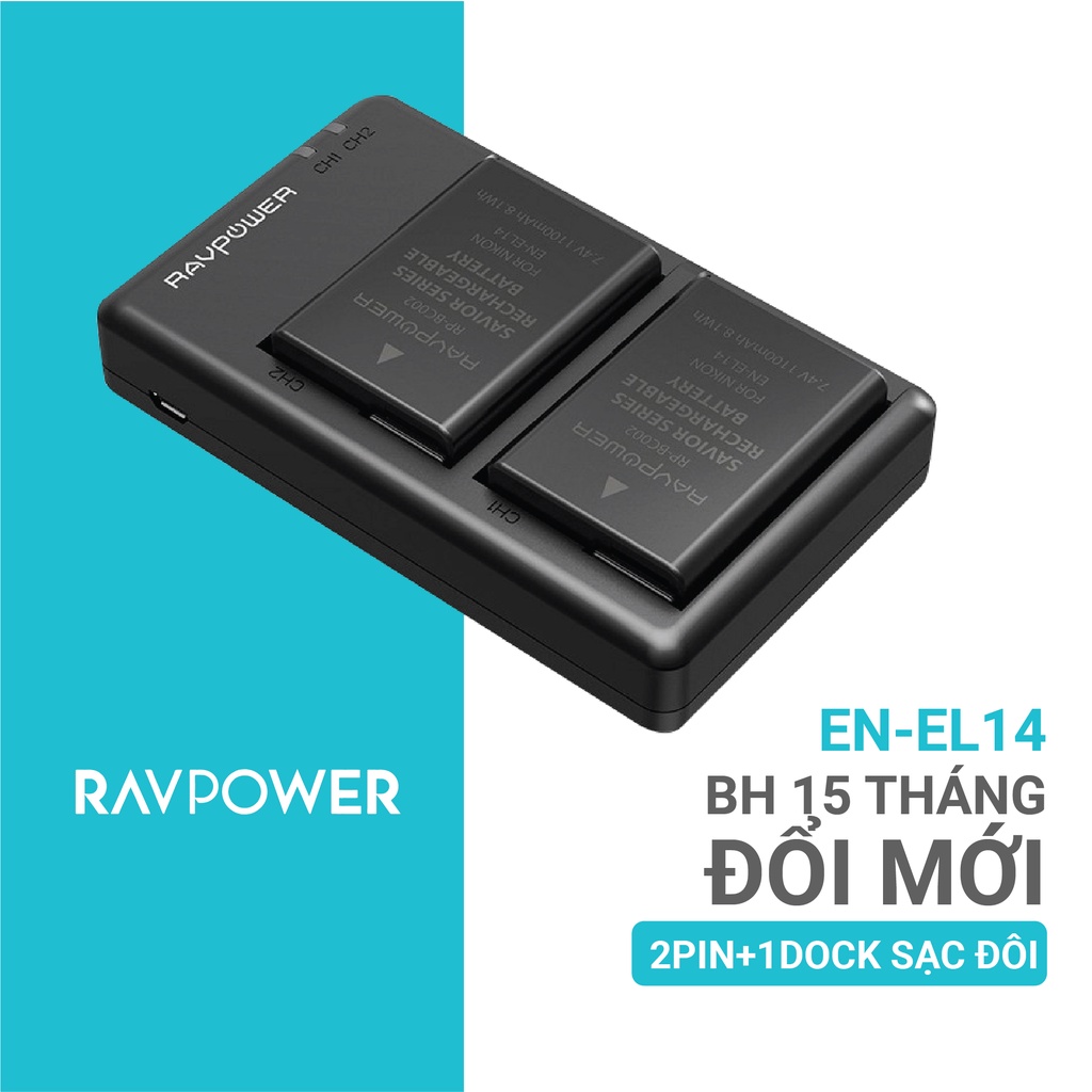 Bộ Pin Và Sạc Ravpower EN-EL14 cho máy ảnh Nikon