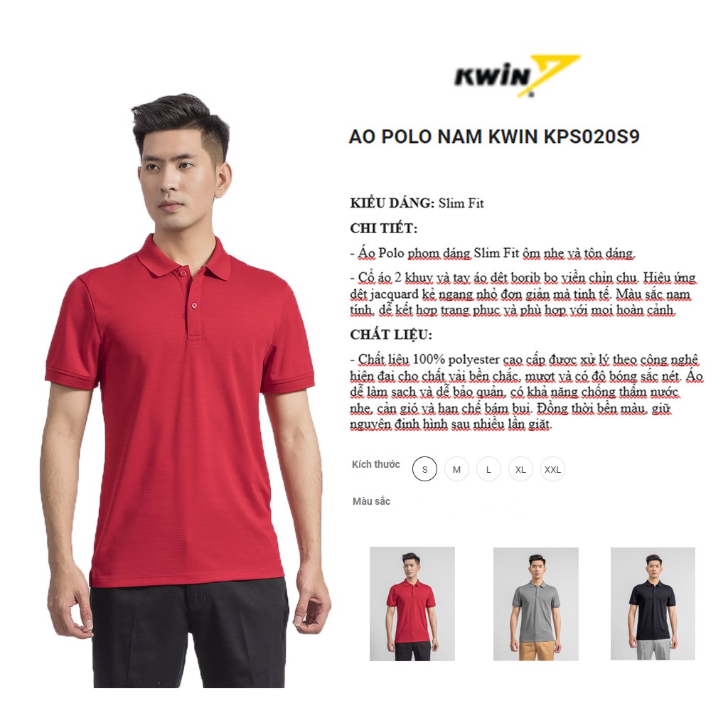 Áo Polo Nam Ngắn Tay KWIN do ARISTINO sản xuất - poly sợi rỗng siêu nhẹ mát– KPS020S9