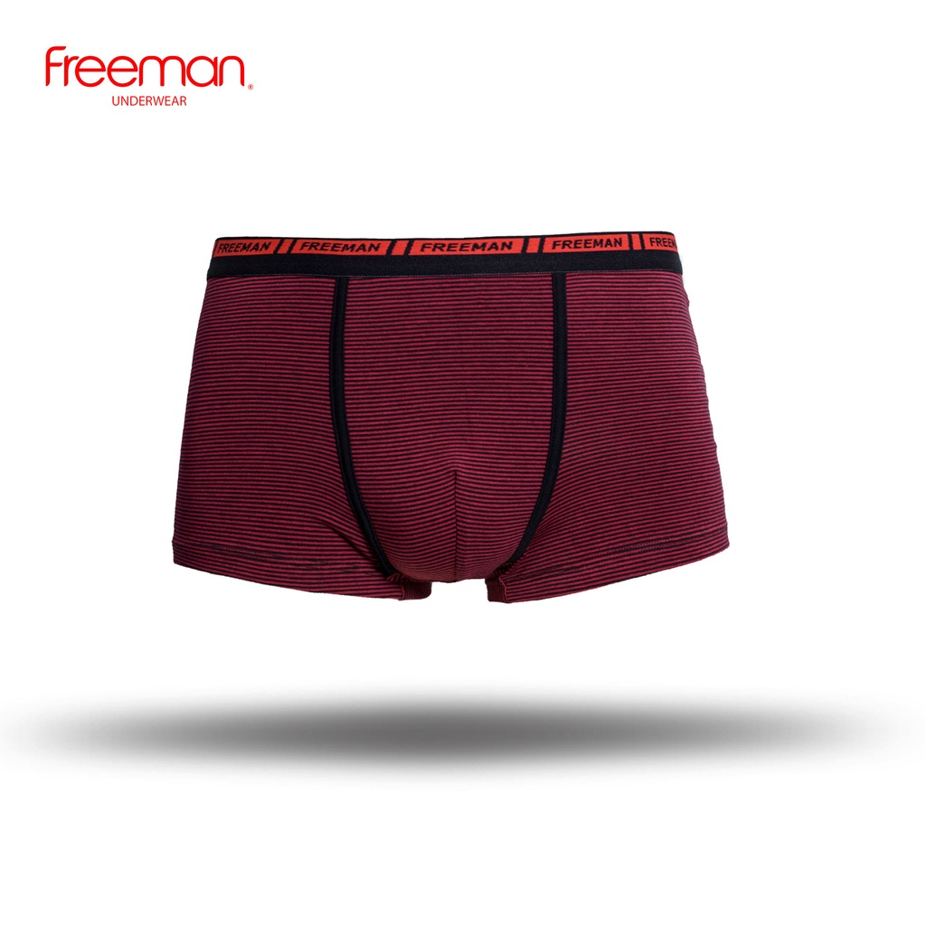 Quần lót nam boxer Freeman chất liệu cotton thấm hút mồ hôi tốt màu đỏ sọc đen BO504