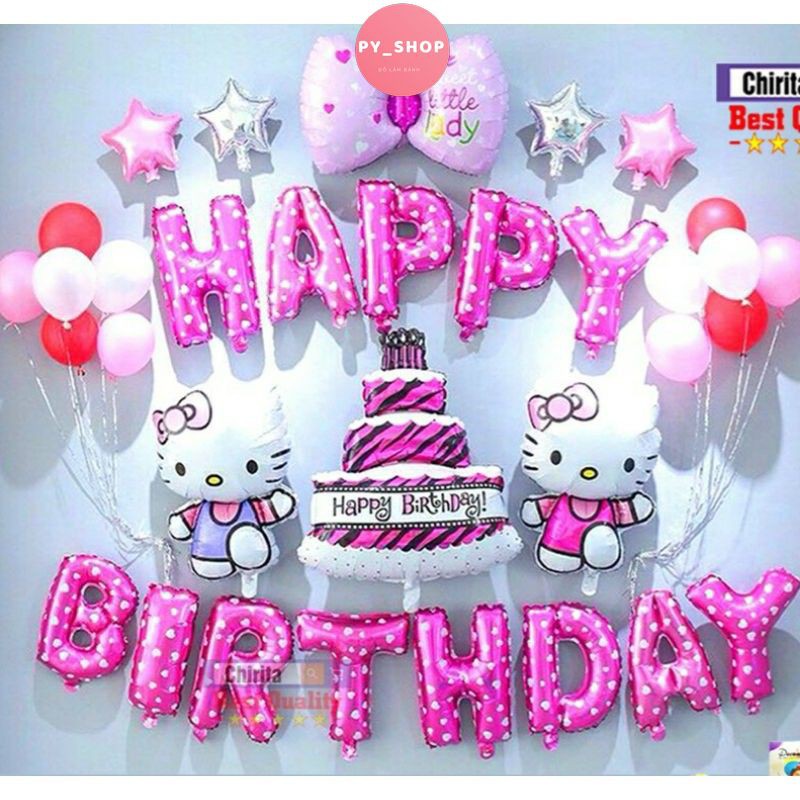 Bóng trang trí sinh nhật siêu nhân heo peppa doremon công chúa kitty cho bé trai và bé gái