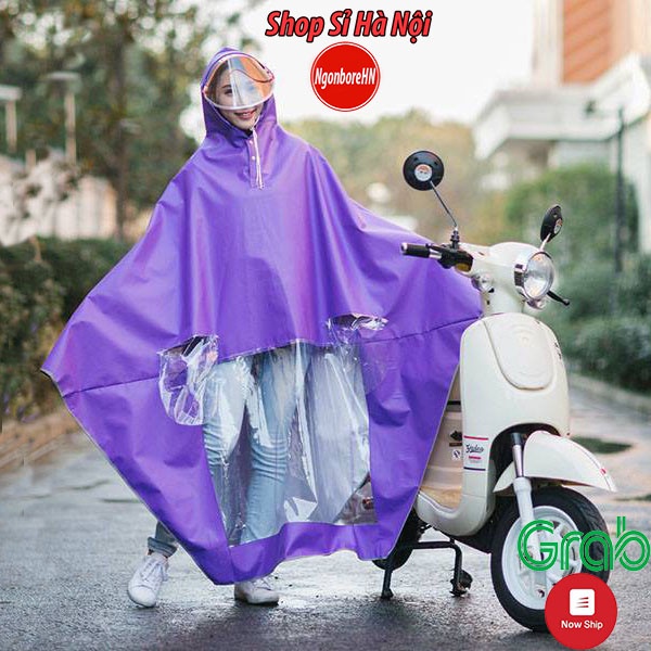 áo mưa cánh dơi phản quang cao cấp người lớn 1 mũ vải chống thấm nước có kính che mặt đi xe máy