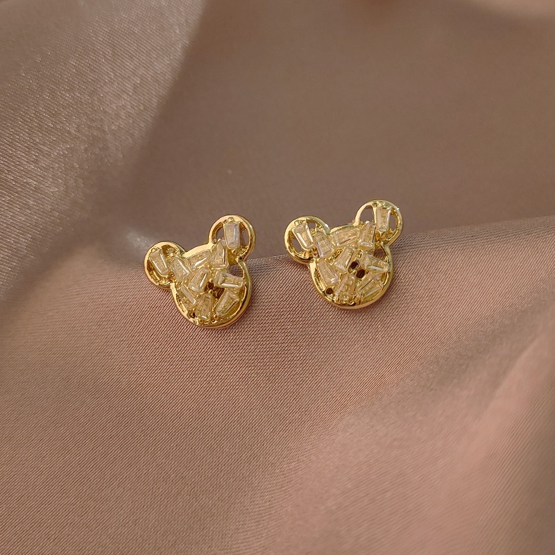 Khuyên Tai Hình Chuột Mickey Mini Đính Đá Dễ Thương