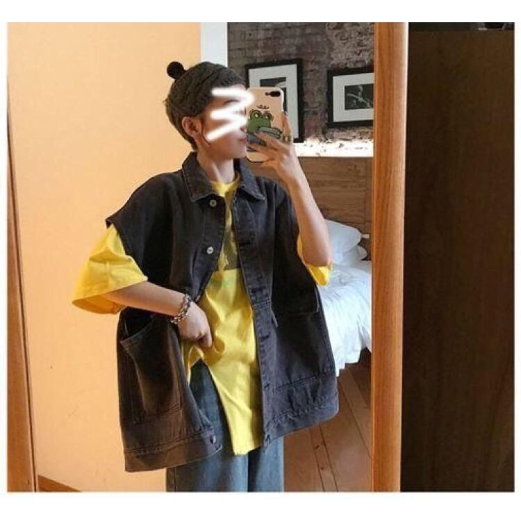 Áo Gile Bò Nam Nữ Phong Cách Bụi Bặm/ Áo Khoác Jeans Dáng Rộng Ullzang Unisex Hàn Quốc A00028 | BigBuy360 - bigbuy360.vn