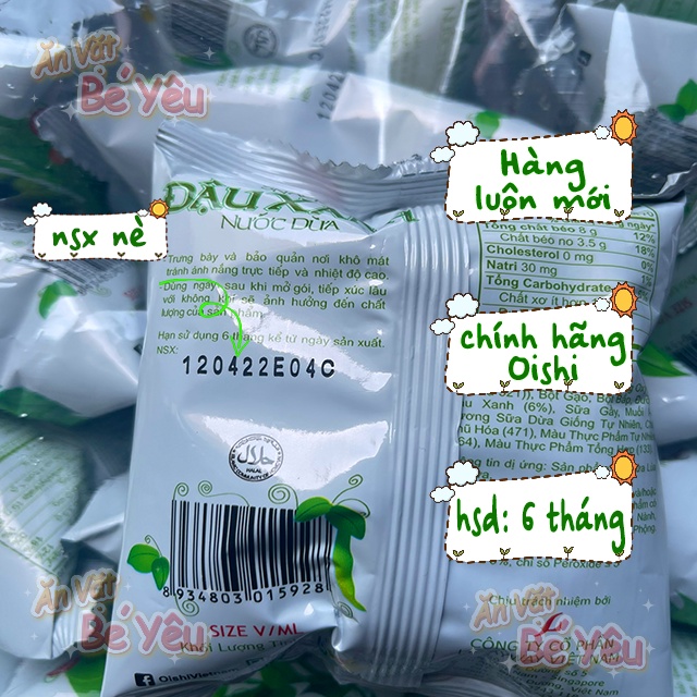 [Mã GROSALE giảm 10% đơn 150K] Bim bim oishi snack đậu xanh nước dừa (bịch 20 gói 8g)