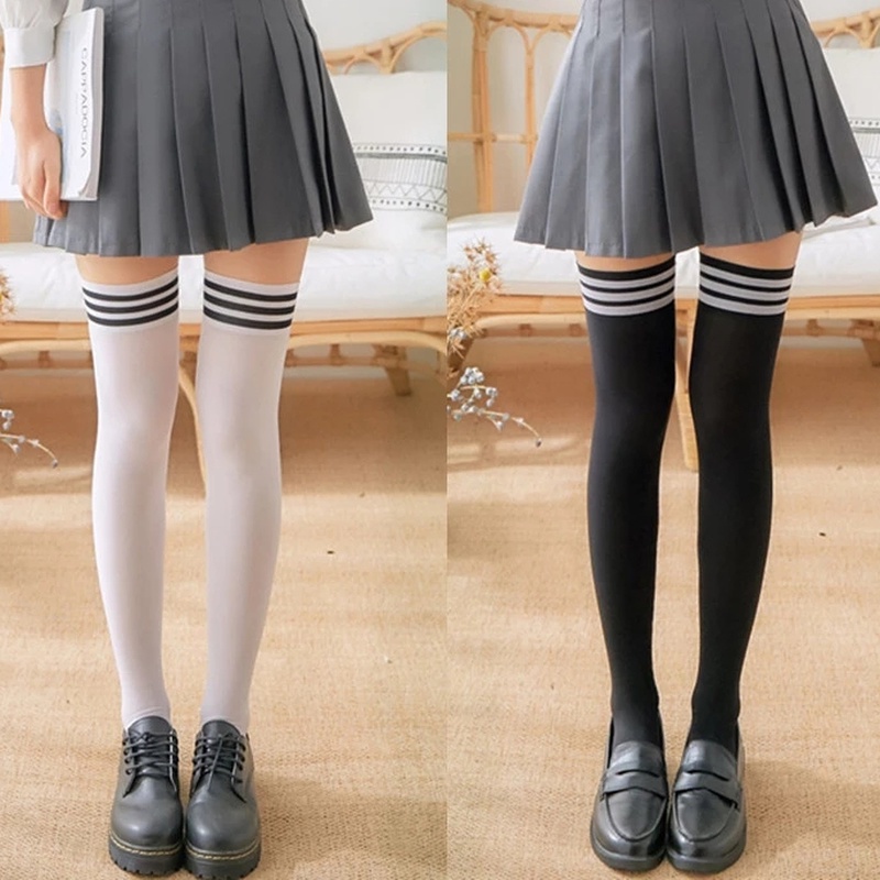 Vớ Cổ Cao Qua Đầu Gối Kẻ Sọc Thời Trang Mùa Hè Thoáng Khí Cho Nữ