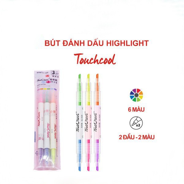 Bút highlight đánh dấu, dạ quang nhớ dòng 2 đầu, nhiều màu phù hợp cho học sinh văn phòng tiện dụng nhanh khô - Vinbuy