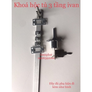 Khoá tủ 3 ngăn Ivan| Khoá hộc tủ 3 ngăn