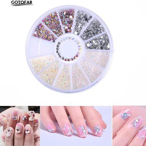 Hộp hình bánh xe đựng đá 3D dán trang trí móng tay nghệ thuật