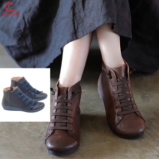 Giày bốt da nữ cổ cao thời trang Vintage