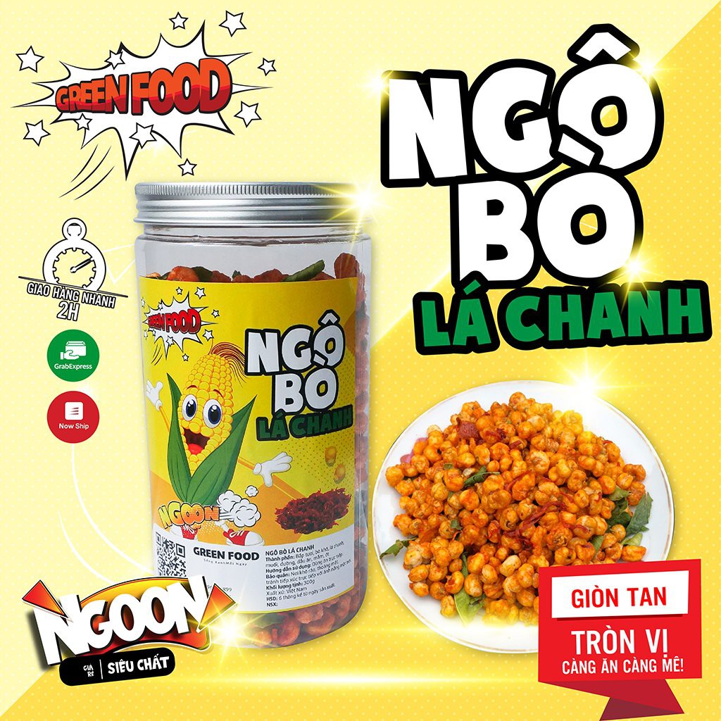 Ngô Bò Lá Chanh, Ngô Cay Khô Bò Đồ Ăn Vặt Đảm Bảo Vệ Sinh An Toàn Thực Phẩm 280gram GREEN FOOD