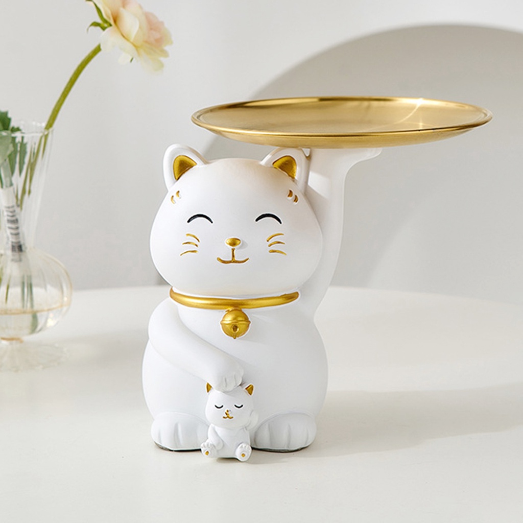 Khay đựng tượng hình chú mèo dễ thương dùng trang trí nhà cửa