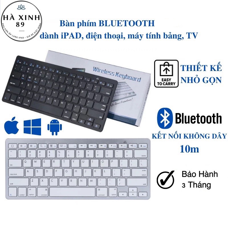 Bàn Phím Không Dây Bluetooth KB3001 Kết Nối Điện Thoại, Máy Tính Bảng, Laptop Siêu Mỏng, Nhẹ, Gọn