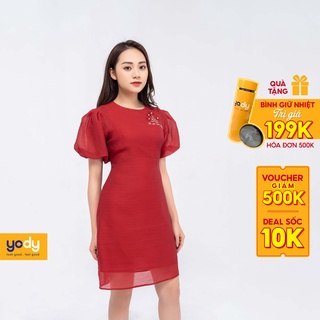 Đầm Tơ Thêu Tay Bồng Siêu Xinh YODY - VAN4084