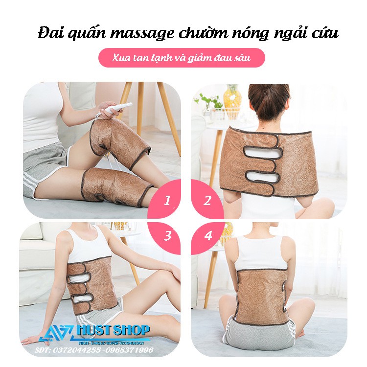 Đai massage, quấn chườm nóng từ ngải cứu - Chữa đau xương khớp, nhức mỏi vai gáy, Thoát vị đĩa đêm