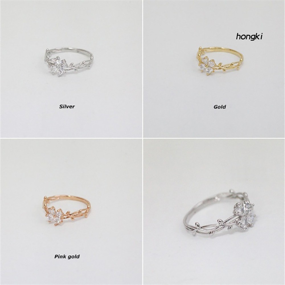 Nhẫn hình hoa đính đá zircon lấp lánh cho nữ