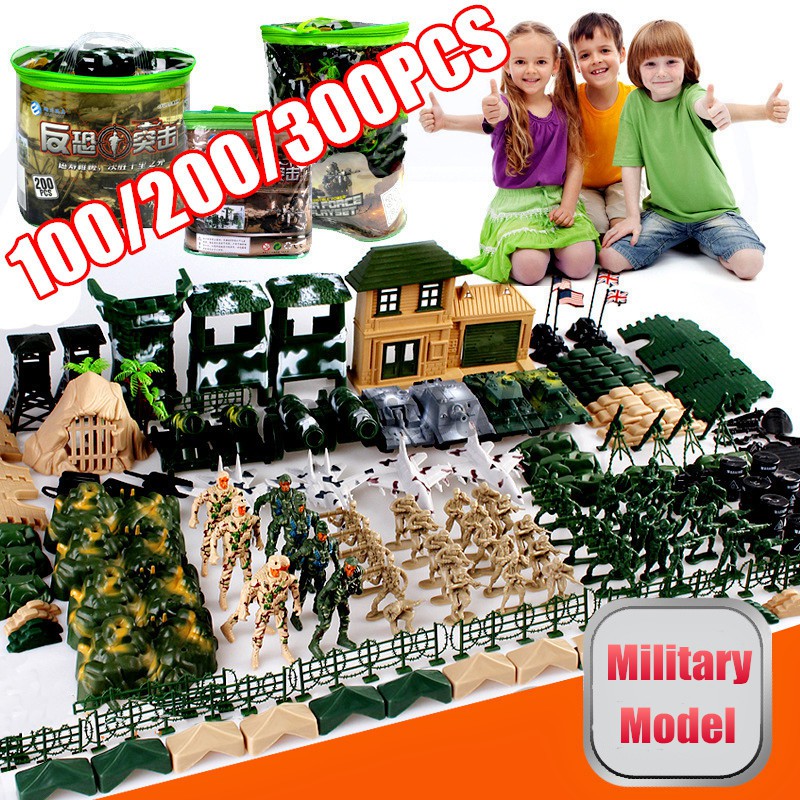 100pcs/200pcs/300pcs Army Soldier Model DIY War Scene