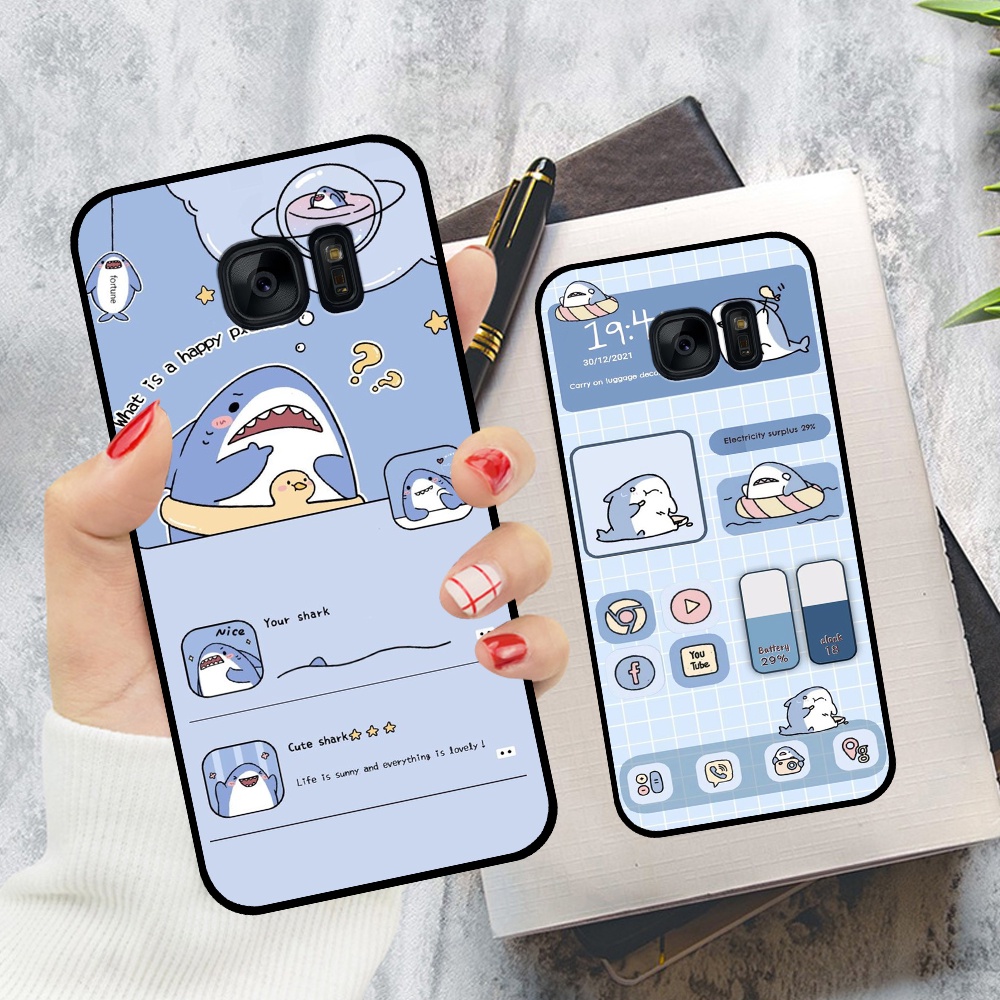 Ốp lưng Samsung S6 / S6 Edge / S7 / S7 Edge / Note 5 / Note FE  in hình nền cá mập đáng yêu giá rẻ