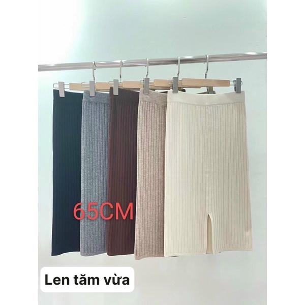 Chân váy len bút chì tăm mềm mại loại len đẹp, dáng chùm gối với chiều dài 65cm