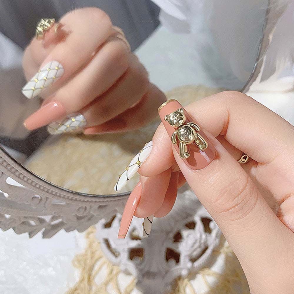 Phụ Kiện Trang Trí Móng Tay Nghệ Thuật Hình Gấu Nhỏ Đính Đá 3D Sang Trọng