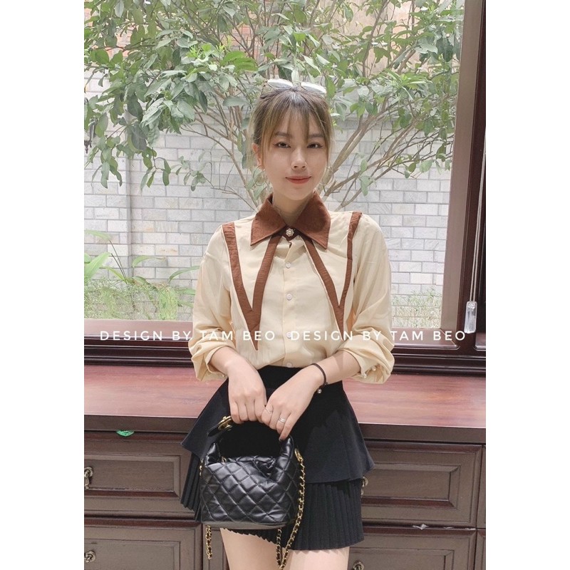 Áo sơ mi mix vạt viền cực xinh [HOT NHẤT] chất siêu xịn