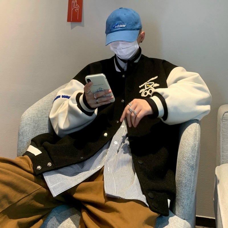 Áo khoác from rộng unisex áo khoác bomber nỉ ngoại in hình gấu nghiên đầu