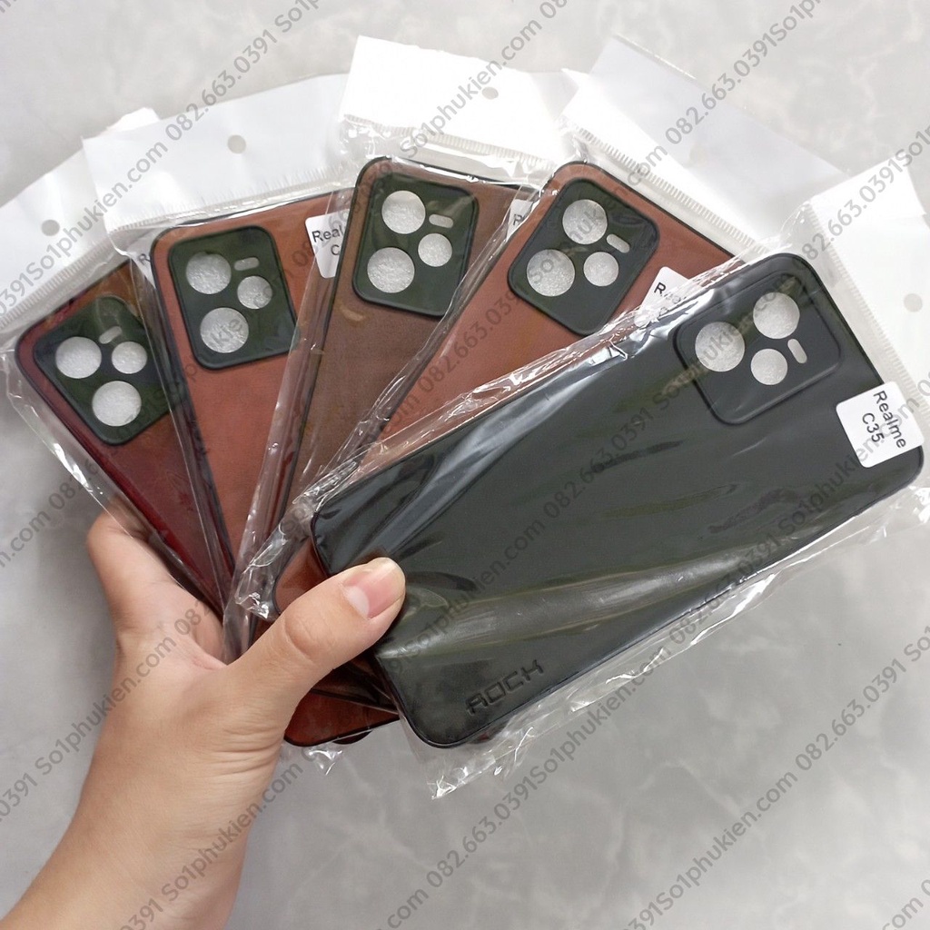 Ốp lưng da Realme C35 / Narzo 50A Prime bảo vệ cam, dẻo cao cấp, chất da mềm mịn bền đẹp