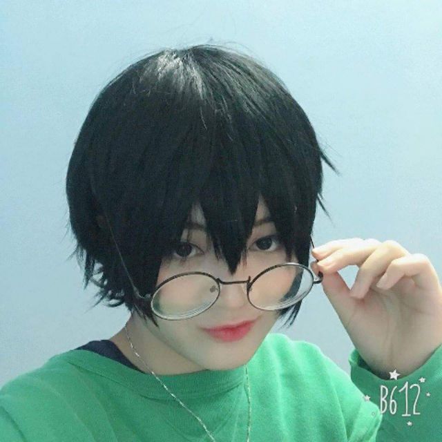 Tóc giả nam đen cosplay