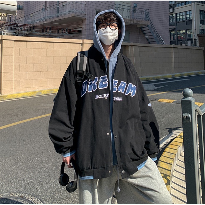 Áo Khoác Hoodie Dáng Rộng In Họa Tiết Thời Trang Hàn Quốc Cho Nam Áo khoác hai lớp Unisex áo hoodie unisex form rộng