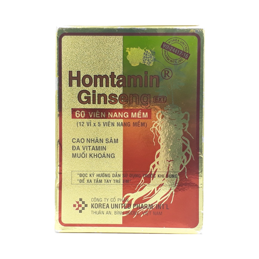 HOMTAMIN GINSENG KOREA & VIỆT NAM- CAO NHÂN SÂM, ĐA VITAMIN & MUỐI KHOÁNG - HỘP 60 VIÊN