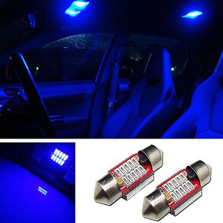 2 đèn LED trần xe hơi, bóng 10 SMD, ánh sáng xanh