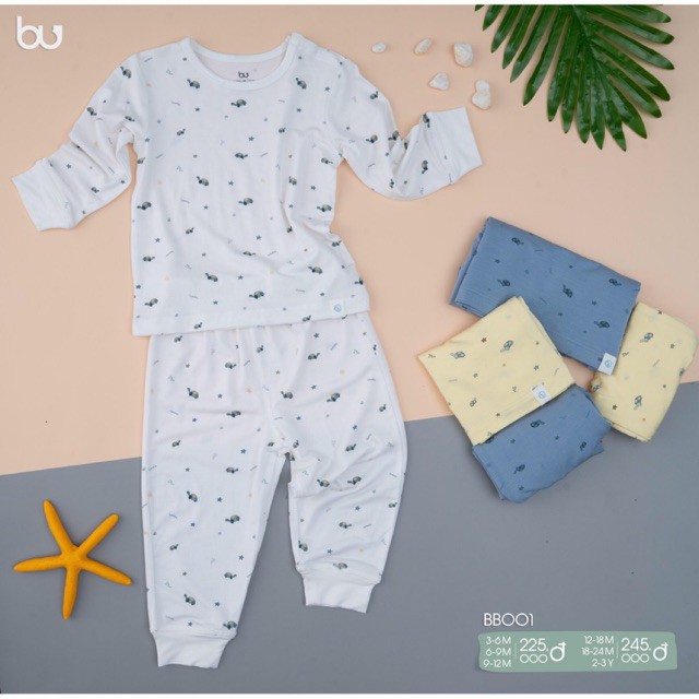 Bộ dài tay cài vai Bu vải sợi tre hoạ tiết con rùa