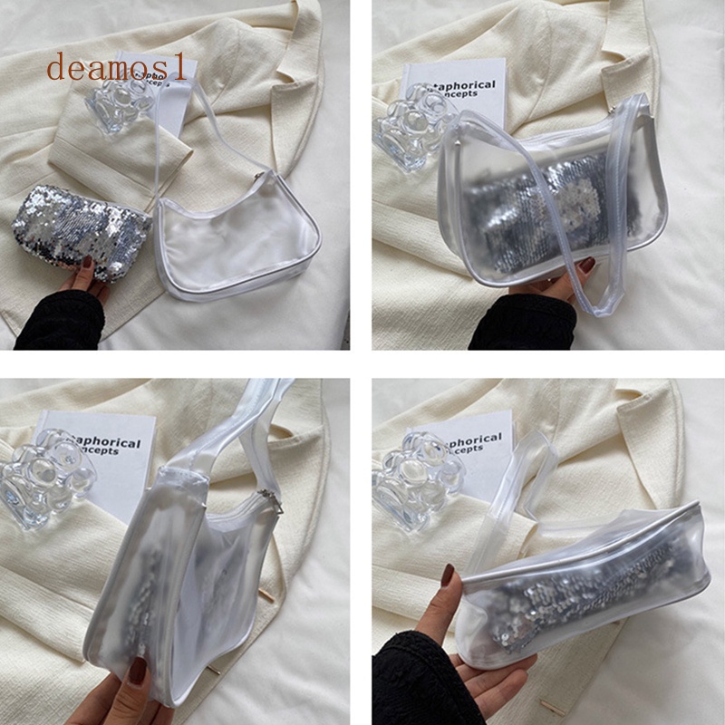 Set 2 túi xách Metagio bằng nhựa PVC trong suốt thời trang cho nữ