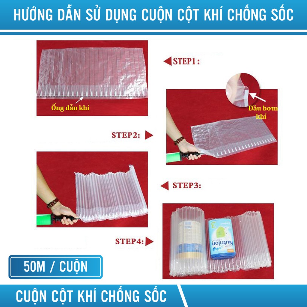 Đệm hơi cuộn khổ 45cm dài 50m gói hàng chống sốc bóng khí bọc hàng inflatable túi khí chèn hàng