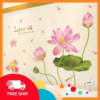 ⚡️𝗙𝗥𝗘𝗘𝗦𝗛𝗜𝗣⚡️ Decal dán tường Hoa sen uốn