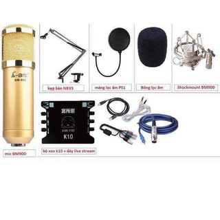 Combo mic thu âm BM900 và sound card K10 full phụ kiện