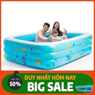 [FreeShip - CHỈ HÔM NAY] BỂ BƠI PHAO BƠI CHỮ NHẬT 3 TẦNG (1,2m.1,3m.1,5m.1,8m. 2,1m). CHO 4 NGƯỜI