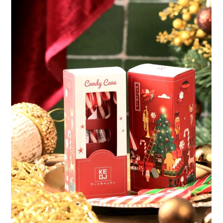 Hộp kẹo gậy giáng sinh KeoJ 5 cây, kẹo noel