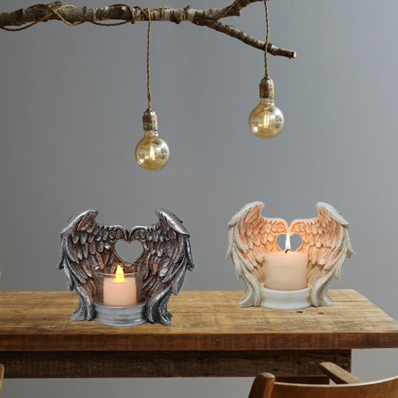 Giá Đỡ Nến Hình Đôi Cánh Thiên Thần Bằng Nhựa Resin Trang Trí Bàn Ăn / Phòng Khách