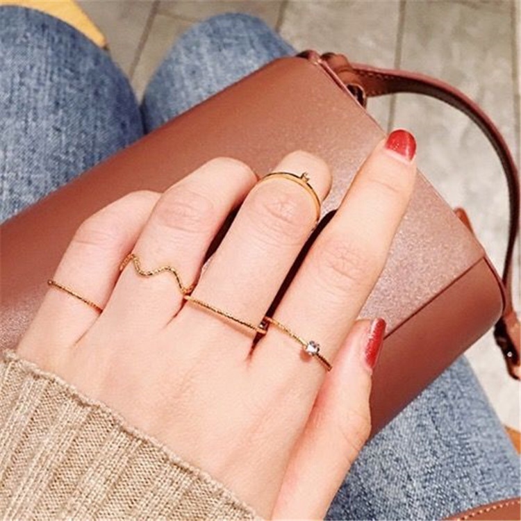 Bộ Nhẫn Thời Trang Mạ Vàng Đính Ngọc Trai Giả Xinh Xắn Cho Nữ